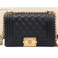 Discount Chanel Calfskin and Gold-Tone Metal Small Boy Flap Bag Black A090505