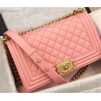 Trendy Design Chanel Calfskin and Gold-Tone Metal Medium Boy Flap Bag A090506 Pink