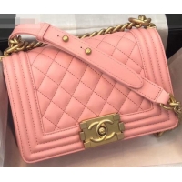 Shop Chanel Embossed Chevron Small Boy Flap Bag A090506 Pink