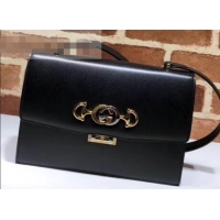 Sumptuous Gucci Zumi Smooth Leather Small Shoulder Bag 576338 Black 2019