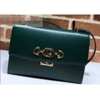 New Fashion Gucci Zumi Smooth Leather Small Shoulder Bag 576338 Green 2019