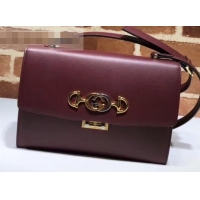 Fashion Gucci Zumi Smooth Leather Small Shoulder Bag 576338 Burgundy 2019