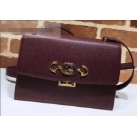 Crafted Gucci Zumi Grainy Leather Small Shoulder Bag 576338 Burgundy 2019