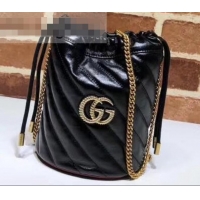 Best Product Gucci Diagonal GG Marmont Double G Mini Bucket Bag 575163 Black 2019