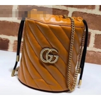 Luxury Gucci Diagonal GG Marmont Double G Mini Bucket Bag 575163 Brown 2019