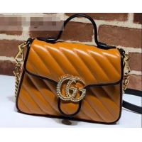 Popular Style Gucci Diagonal GG Marmont Mini Top Handle Bag 583571 Brown 2019