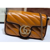 Lower Price Gucci Diagonal GG Marmont Super Mini Shoulder Bag 574969 Brown 2019