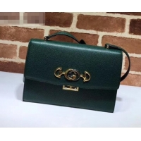 Luxury Gucci Zumi grainy leather small shoulder bag 576388 green