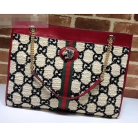 Luxury Gucci Web Rajah GG Tweed Large Tote Bag 537219 White/Black 2019