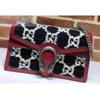 Fashion Gucci Dionysus GG Tweed Small Shoulder Bag 400249 Black/White 2019