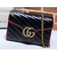 Stylish Gucci Diagonal GG Marmont Mini Shoulder Bag 573807/474575 Black 2019