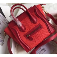 Good Quality Celine Python Luggage Nano Bag C090901 Red