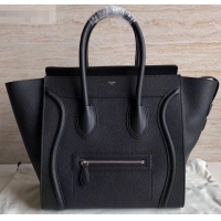 Grade Quality Celine Mini Luggage Bag in Original Drummed Calfskin Black/Silver C090903