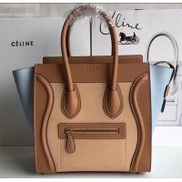 Good Looking Celine Micro Luggage Bag in Original Smooth Calfskin Khaki/Apricot/Baby Blue C090904