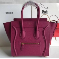 Perfect Celine Micro Luggage Bag in Original Drummed Calfskin Antiqued Red C090904