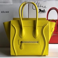 Discounts Celine Micro Luggage Bag in Original Drummed Calfskin Yellow C090904