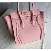 Best Grade Celine Micro Luggage Bag in Original Drummed Calfskin Light Pink C090904