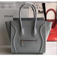 Best Product Celine Micro Luggage Bag in Original Drummed Calfskin Light Gray C090904