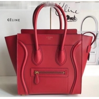 Best Price Celine Micro Luggage Bag in Original Smooth Calfskin Red C090904