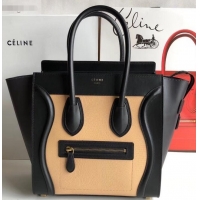 Fashion Celine Micro Luggage Bag in Original Black/Lizard Pattern Beige C090905