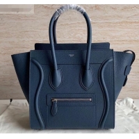 Sophisticated Celine Micro Luggage Bag in Original Drummed Calfskin Royal Blue/Silver C090905