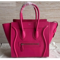 Duplicate Celine Micro Luggage Bag in Original Drummed Calfskin Fuchsia C090905