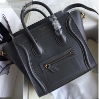 Best Price Celine Nano Luggage Bag in Original Smooth Calfskin Gray with Removable Shoulder Strap C090906