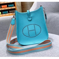 Original Cheap Hermes mini evelyne bag Macaron blue in original togo leather H091407