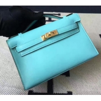 Stylish Hermes Kelly 22 Clutch Bag In Original Swift Leather Macaron blue H091409