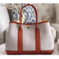 Discount Hermes Canvas Garden Party 30 Bag Orange/Creamy H091411