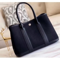 Discount Hermes Canvas Garden Party 30 Bag Black H091411