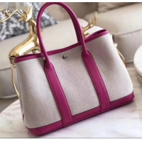 Hot Style Hermes Canvas Garden Party 36 Bag Fuchsia/Creamy H091412