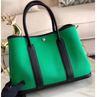 Popular Style Hermes Canvas Garden Party 30 Bag Green H091411