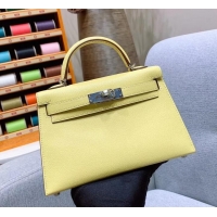 Top Grade Hermes Mini Kelly II Bag in Original Chevre Leather H091413 Light Yellow