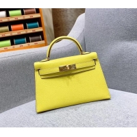 1:1 aaaaa Hermes Mini Kelly II Bag in Original Chevre Leather H091413 Yellow