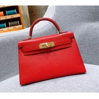 Good Looking Hermes Mini Kelly II Bag in Original Chevre Leather H091413 Red