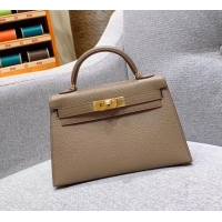 Discount Hermes Mini Kelly II Bag in Original Chevre Leather H091413 Elephant Gray