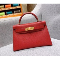 Best Quality Hermes Mini Kelly II Bag in Original Epsom Leather H091413 Red