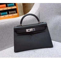 Best Grade Hermes Mini Kelly II Bag in Original Epsom Leather H091413 Black