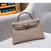 Good Product Hermes Mini Kelly II Bag in Original Epsom Leather H091413 Pale Gray