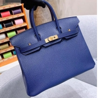 Best Quality Hermes Birkin 25cm Bag in Original Epsom Leather H091416 Royal Blue