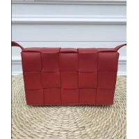 Discount Bottega Veneta Cassette Crossbody Bag In Maxi Intrecciato BV90726 Red 2019