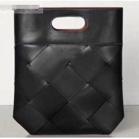 Reproduction Bottega Veneta Small Slip Tote Bag In Maxi Weave BV90732 Black 2019