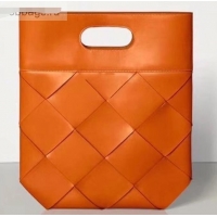 Most Popular Bottega Veneta Small Slip Tote Bag In Maxi Weave BV90732 Orange 2019