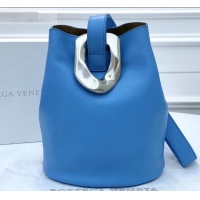 Top Grade Bottega Veneta Drop Petite Bucket Bag BV90802 Blue 2019