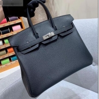 Classic Practical Hermes Birkin 25cm Bag in Original Togo Leather H091418 Black