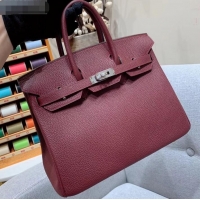 Top Grade Hermes Birkin 25cm Bag in Original Togo Leather H091418 Burgundy