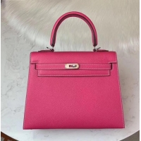 New Style Hermes Kelly 25cm Bag in Original Epsom Leather H091420 Peach Red