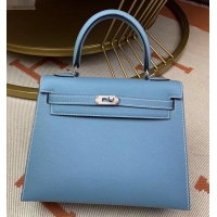 Duplicate Hermes Kelly 25cm Bag in Original Epsom Leather H091420 Denim Blue