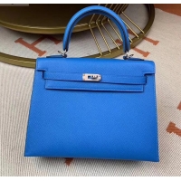 Good Quality Hermes Kelly 25cm Bag in Original Epsom Leather H091420 Light Blue